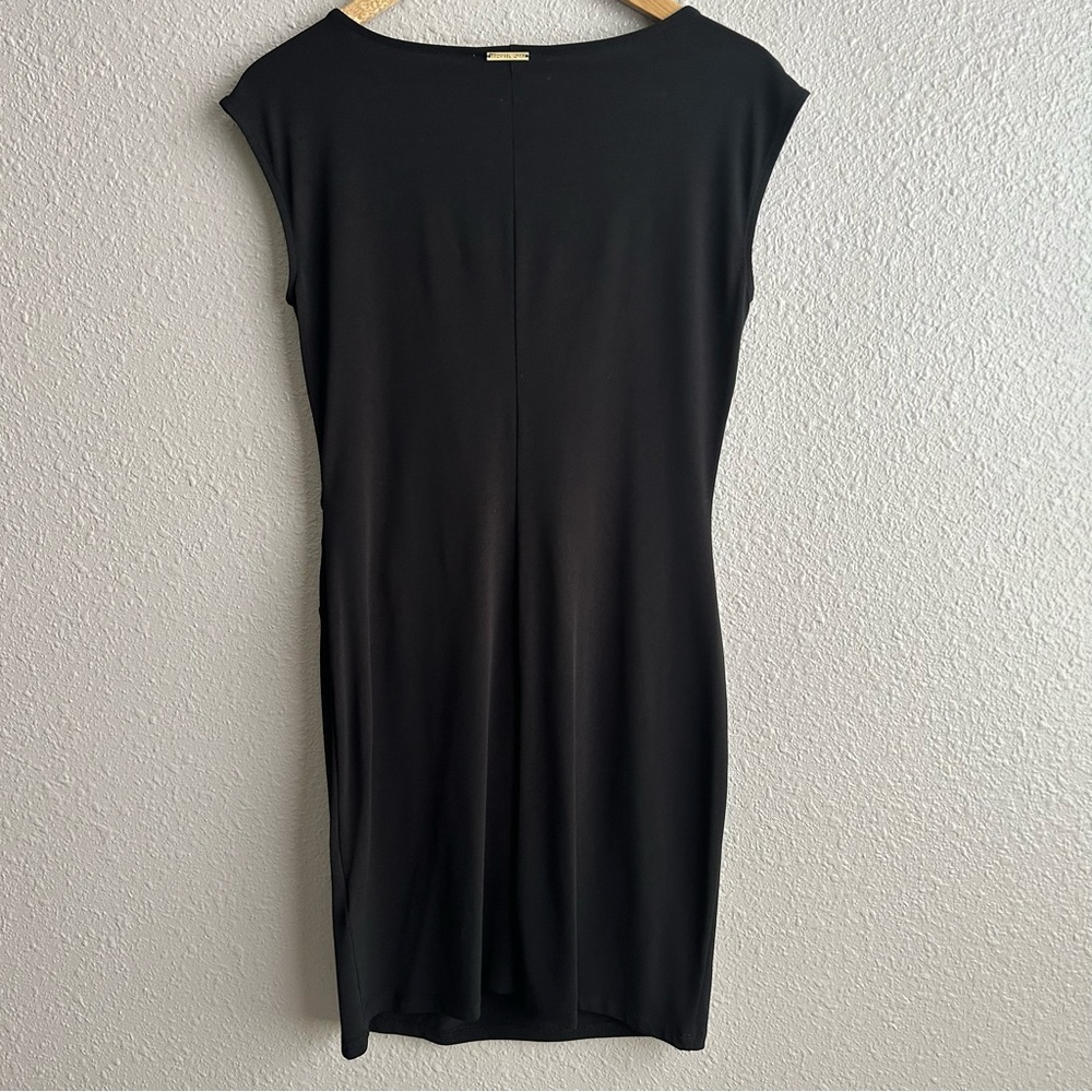 Michael Kors NEW Black short sleeve cowl neck knot tie waist cocktail dress‎ NWT - Picture 2 of 11